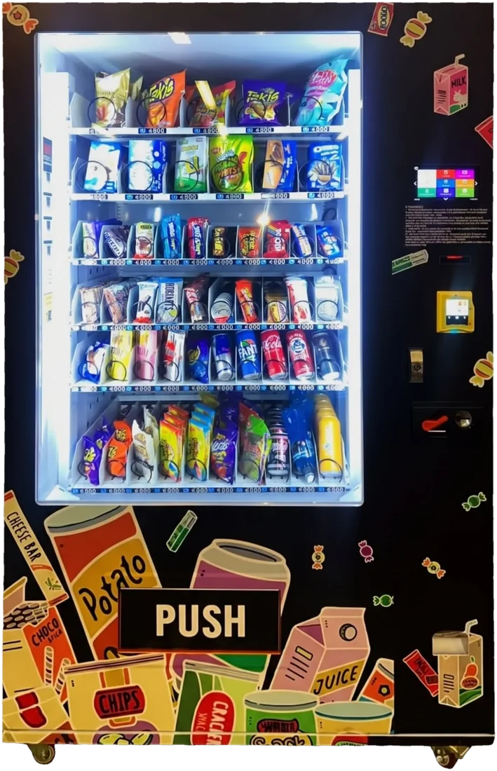 Singh Vendo Snackautomat mit Snacks und Getränken